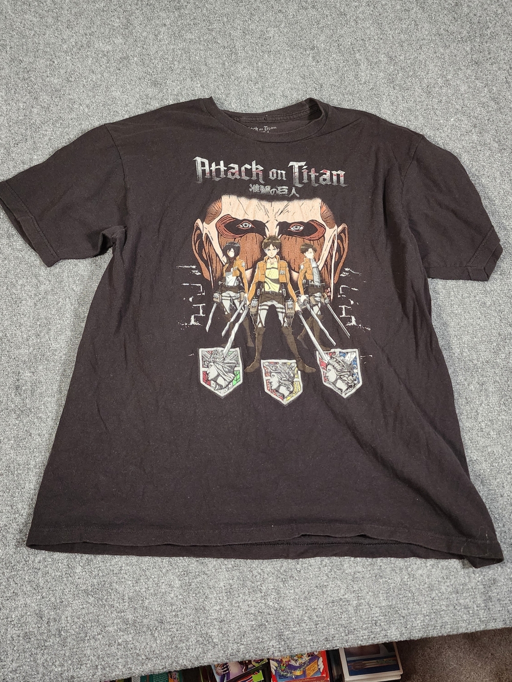 Ripple Junction Men's L Black Graphic T-Shirt Attack on Titan Eren Yeager Anime